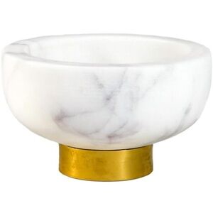 SERENE SPACES NWT white marble bowl with brass ring -2.5”